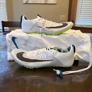 Nike Zoom Superfly Elite 2 Flyknit White Green Spikes FZ9662-100 Men’s Size 11